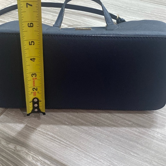 Kate Spade navy top handle leather purse with long strap - Picture 9 of 9